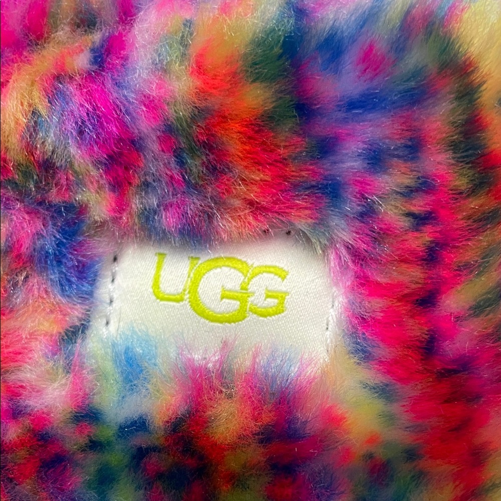 UGG Pink and Green Fluffita in Pixelate Platform Sandals with Fuzzy Upper - Picture 2 of 11